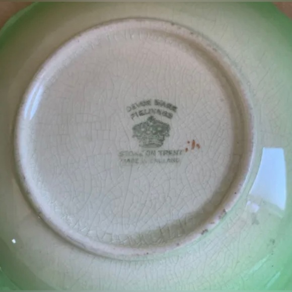 Green cabbageware leaf tomato decor 1930s Beswick Carlton England Serving bowl - Picture 13 of 16